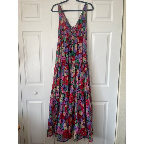 Nicholas Myla Multicolor Cotton Silk Blend Ruched Floral Maxi Dress • Size 6 - Picture 5 of 8